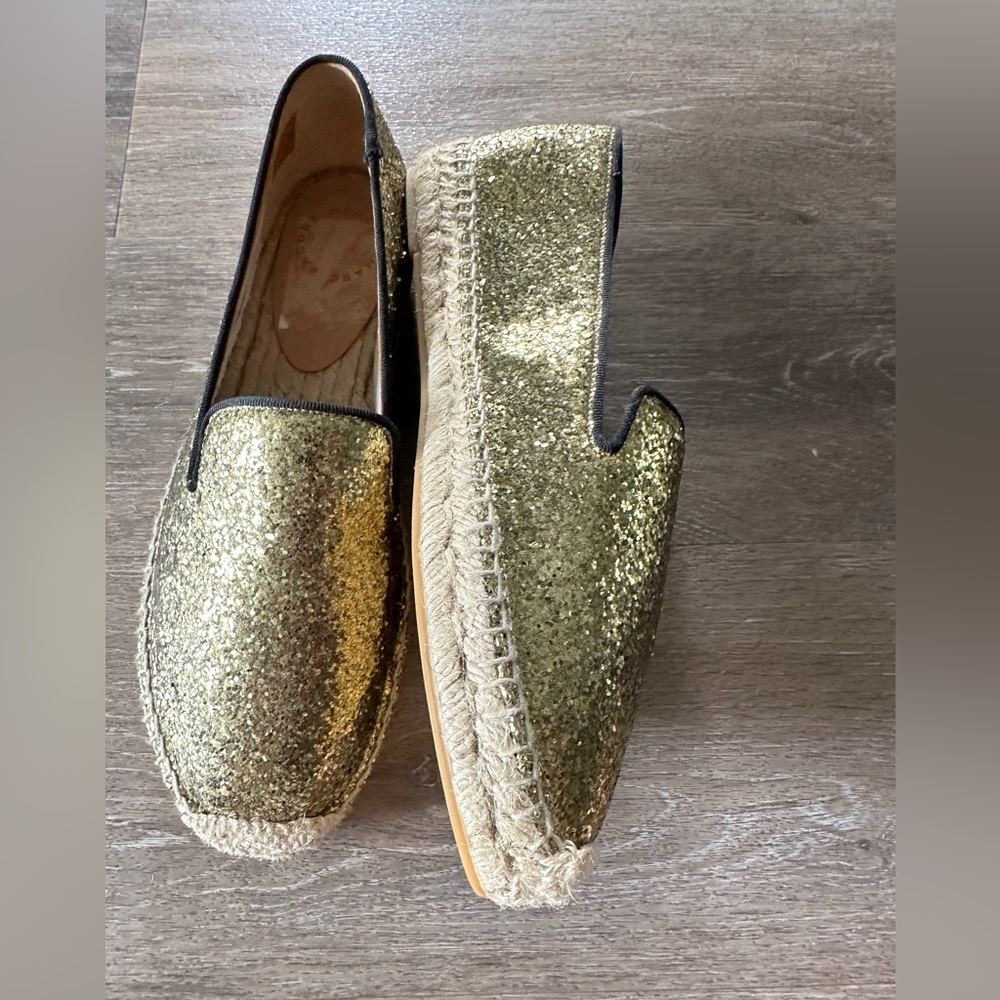 Never worn size 39 Marc Jacobs gold glitter espadrilles good condition